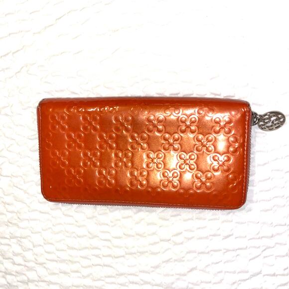 Coach Orange Patent Leather Zip Wallet - Picture 1 of 4